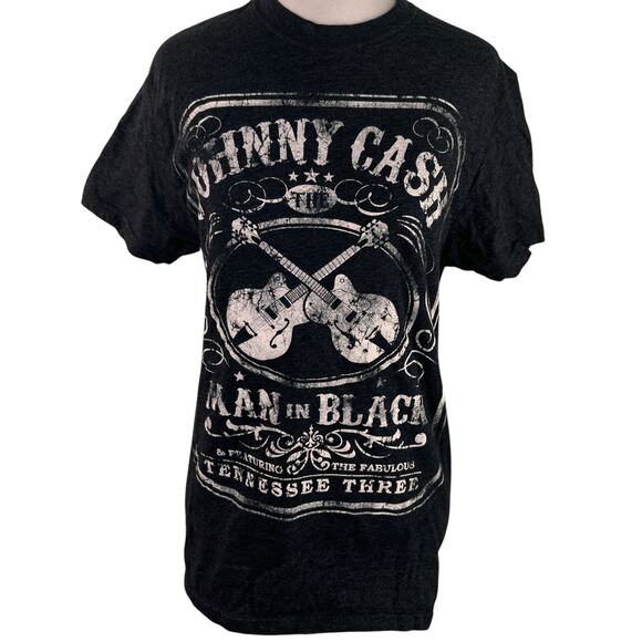Johnny Cash Women's Man In Black Guitar Graphic T-Shirt Size Small / Medium - Picture 1 of 7